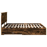 Bed Frame with Drawer Smoked Oak 180 x 200 cm Engineered Wood 3411275