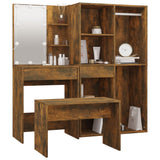 Dressing Table Set with LED Smoked Oak Engineered Wood 3114104