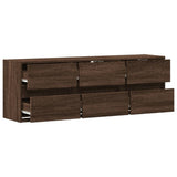 TV Wall Cabinet with LED Lights Brown Oak 130x31x45 cm 852305