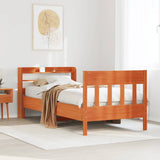 Bed Frame without Mattress Wax Brown 100x200 cm Solid Wood Pine 3307013