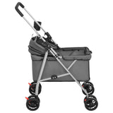 Folding Dog Stroller Grey 76x50x100 cm Oxford Fabric 172201