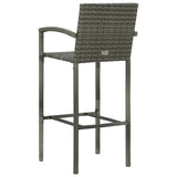 Bar Stool Set of 4 Grey PE rattan, powder-coated steel 313456
