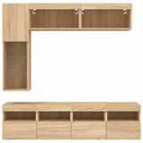 7 Piece TV Wall Cabinet Set with LED Lights Sonoma Oak 3216759
