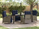 Garden Dining Set with Cushion 5 pcs Grey and Black Rattan 3380585