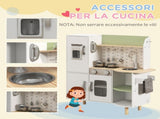 Toy Kitchen, Kids Play Kitchen, Role Playing Game with Phone, Ice Maker, Stove, Utensils, for 3-6 T3398P348124
