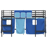 Kids'Loft Bed Frame with Curtains Black and Blue 90 x 190 cm 42020796
