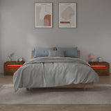 Bedside Cabinets 2 pcs with LEDs Smoked Oak 60x35x40 cm 3144972