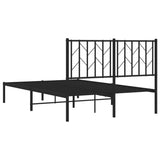 Metal Bed Frame without Mattress with Headboard Black 120x190cm 374434