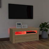 TV Cabinet with LED Lights Sonoma Oak 90x35x40 cm 804322
