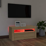 TV Cabinet with LED Lights Sonoma Oak 90x35x40 cm 804322