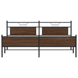 Metal Bed Frame without Mattress Brown Oak 193x201 cm 3325138