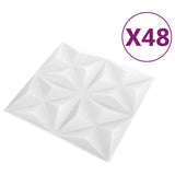 Wall Panels 48 pcs Origami White 50 x 50 cm XPS Foam 42046023