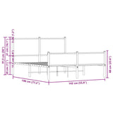 Metal Bed Frame without Mattress Smoked Oak 137x190 cm 4007849