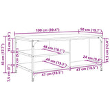 Coffee Table Artisan Oak 100 x 50 x 45 cm Engineered Wood 886241