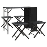 5 Piece Garden Camping Set Foldable Black Poly Rattan 365944