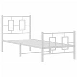 Metal Bed Frame without Mattress with Footboard White 80x200cm 374299