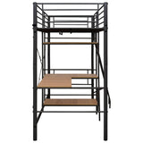 Bunk Bed with Table without Mattress Grey Metal 90x200 cm 287908