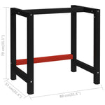 Work Bench Frame Metal 80x57x79 cm Black and Red 147927