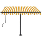 Freestanding Manual Retractable Awning 350x250 cm Yellow/White 3069718