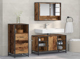 Bathroom Furniture Set with Door 3 pcs Old Wood Engineered Wood 3402563