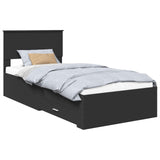 Bed Frame Black and Silver 75 x 190 cm Engineered Wood 3408327