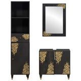 Bathroom Cabinet Set with Drawer 3 pcs Black Solid Mango Wood 3310160