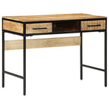 Writing Desk with Shelf Brown 100 x 50 x 75 cm Solid Mango Wood 374086