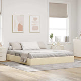 Storage Bed with Mattress Creme 160 x 200 cm Fabric 3370026
