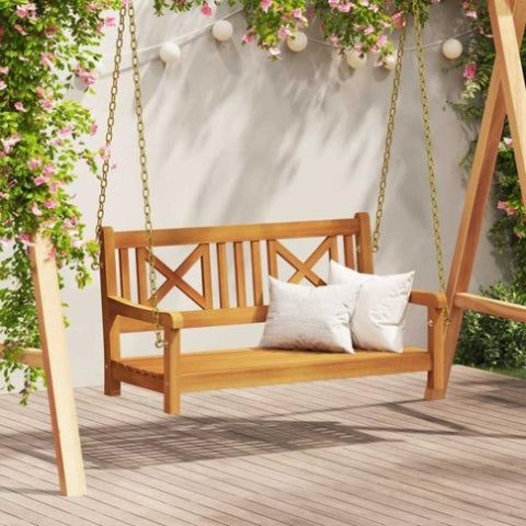 Garden Swing Bench Brown 119 x 35 x 47cm Solid Acacia wood 4105528