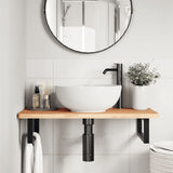 Basin Shelf Wall Mounted Steel and Solid Wood Beech 3302365