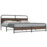 Metal Bed Frame without Mattress Brown Oak 183x213 cm 3318705