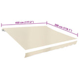 Awning Top Sunshade Canvas Cream 4.5x3 m 143703