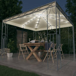 ZNTS Gazebo with LED String Lights 300x300 cm Cream 3070338