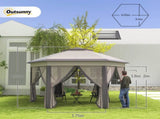 3 x 4m Garden Gazebo Hexagon Pop Up Gazebo Party Tent Canopy Double Roof Instant Shelter with T3398P315420