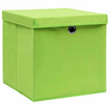 Storage Boxes with Lids 10 pcs Green 32x32x32 cm Fabric 288372