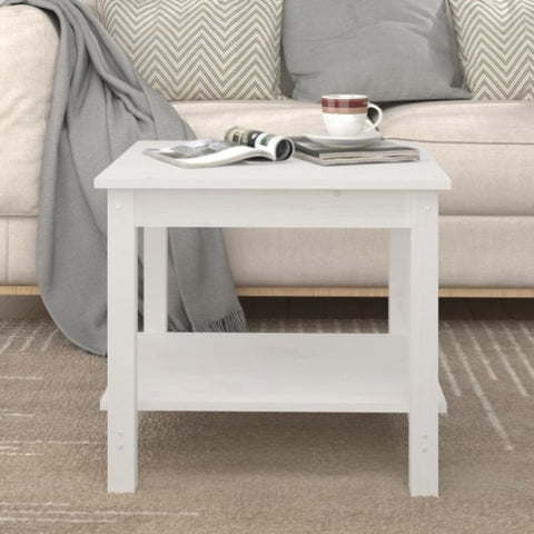 ZNTS Coffee Table White 50x50x45 cm Solid Wood Pine 822278