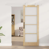 Sliding Door Natural 78 x 202 cm Solid Pine Wood and Glass 3332215