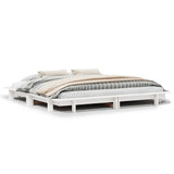 Bed Frame without Mattress White 180x200 cm Super King Solid Wood Pine 3302265