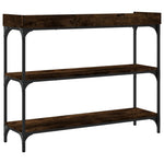 ZNTS Console Table with Shelves Smoked Oak 100x30x80 cm 837809