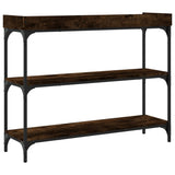 ZNTS Console Table with Shelves Smoked Oak 100x30x80 cm 837809