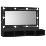 Mirror Cabinet with LED Black 90x31.5x62 cm 833488