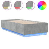 Bed Frame with LED without Mattress Concrete Grey 100x200 cm 3209628
