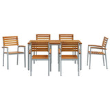 Garden Dining Set 7 pcs Grey Solid Acacia Wood 3284408