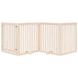 Dog Gate with Door Foldable 4 Panels 320 cm Poplar Wood 352243