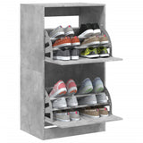 Shoe Cabinet with 2 Flip-Drawers Concrete Grey 60x42x108 cm 3214388