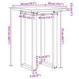 ZNTS Dining Table O-Frame 50x50x75.5 cm Solid Wood Pine and Steel 3282735