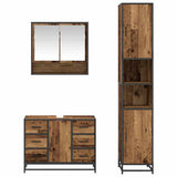 Bathroom Furniture Set with Door 3 pcs Old Wood Engineered Wood 3402485