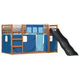 Bunk Bed without Mattress with Slide and Curtains Blue 90x200 cm 3284114