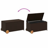 Garden Storage Box with Wheels Brown 190L Poly Rattan 365325