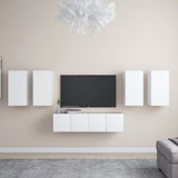 6 Piece TV Cabinet Set White Engineered Wood 3078679